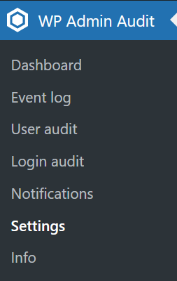 WP Admin Audit settings