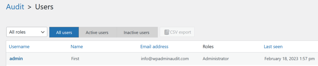 Review WordPress user accounts with the user audit view