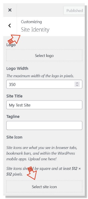 WordPress adjust site icon